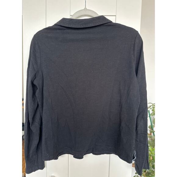 Boden Women's Black Long Sleeve Cotton V-neck Notched Collared Shirt, Size M EUC - Picture 2 of 7